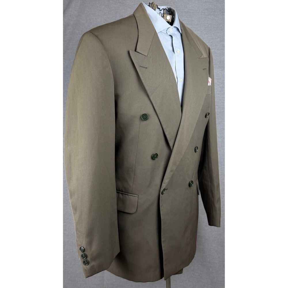Botany 500 Mens Double Breasted Blazer Brown Olive Athletic Fit Sport Coat 42R